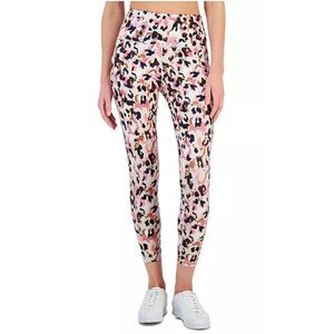 Ideology Womens 2X Plus Size Cheetah Splash 7/8 Leggings Pink Activewear Leasure